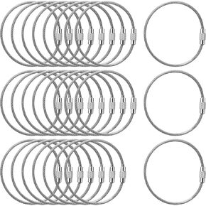 120 Pcs Stainless Steel Wire Keychains Cable,6 Inch Heavy Duty Metal Cable Key Ring Wire, 2mm Twist Barrel Key Rings Wire Loop Luggage Tags Tag Keepers for Items Hanging