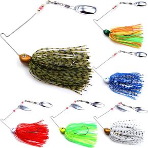 6pcs Fishing Lures Spinner Baits Buzz Bait Bass lure, fishing bait Musky fishing Pike lures Trout lure Salmon lures Hard Metal Spinnerbait