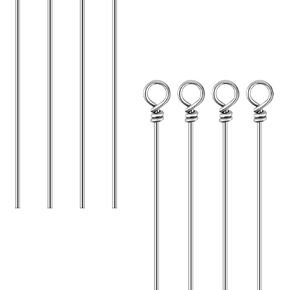 100 Pack Fishing Looped Spinner Shaft, Fishing Shaft Wire Stainless Steel Spinner Bait Wire Fishing Spinner Shaft Fishing Lure Making Supplies Rigs for Freshwater Bass Trout Walleye Salmon Catfish