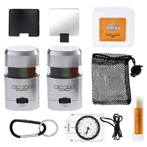Camo Face Paint Set, Water & Sweat Resistant Hunting Face Paint, Includes 2 Packs of Camouflage Hunting Makeup, a carrying mirror, Compass, D Ring, Mini Storage Container and Mesh Drawstring Bag