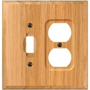 Amerelle Traditional Single Toggle/Single Duplex Wood Wallplate in Light Oak