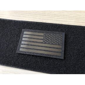 SUVIYA 2x3.5 inch Black Infrared IR US USA American Flag Patch with Hook/Loop (Reversed)