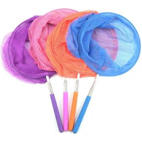 4 Pieces Telescopic Butterfly Net Telescopic Kids Fishing Net Telescopic Butterfly Fishing Nets Catching Insects Bugs Nets for Catching Fish Shrimp Butterfly Insect(Purple, Pink, Orange, Blue)