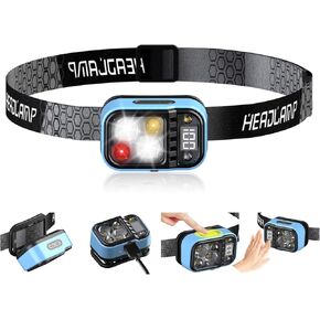 LED Headlamp, USB C Rechargeable Lightweight Headlights, 4 Modes Head Lamp with Adjustable Headband, Head Lights for Forehead, Running Lights for Runners, Camping