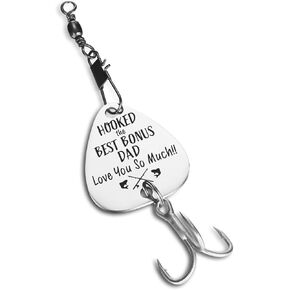 CJ&M Bonus Dad Hooked The Best Bonus Dad Fishing Lure for Step Dad Gift Idea Bonus Dad Gift from Son,Fishing Lure Gift for Step Dad