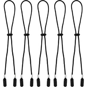 5pcs Adjustable Hat Strap Clips, Elastic Hat Removable Chin Cord Anti-Wind Hat Retainer Anti-lost Hat Lanyard Hat String for Golf Boating Fishing Hat Outdoor Black