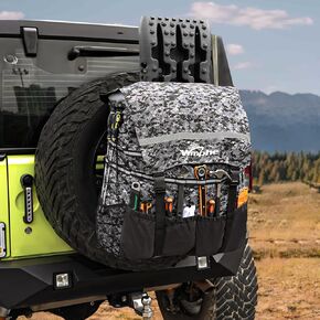 Spare Tire Trash Bag Truck Tailgate Trash Bag Off-road Heavy Duty Spare Tire Storage Bag Traction Boards Compatible with Jeep SUV Car Truck Thickened Waterproof Large Outdoor Fits up to 40" Tire