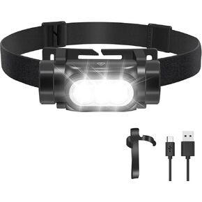 BORUIT Headlamp Flashlights Rechargeable,1150 Lumen Bright 3 LED Head Lamp with 6 Modes for Forehead,Mini Flashlight with Clip IP68 Waterproof Headband Headlights for Running,Fishing,Camping Gear