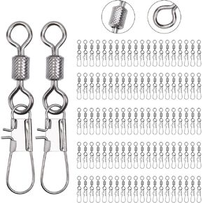 Goture Fishing Snap Swivels, Barrel Swivel with Snap Freshwater Swivels Fishing Tackles, Stainless Steel Safty Interlock Snaps Black Nickel Copper