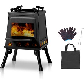 Outvita Camping Wood Stove, 14.2" Portable Folding Wood Burning Stove, Alloy Steel Backpacking Stove for Hiking, Outdoor Survival Stove Emergency for Picnic, Cooking Outside BBQ