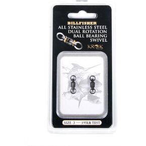 Billfisher KROK KBBS195-2-Pack Stainless Bal-Poundearing Swivels Dual Rotation #3,Black