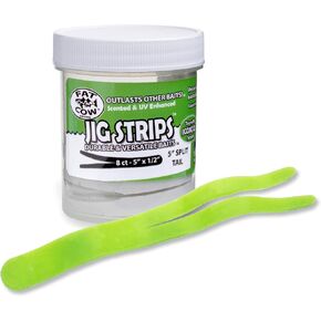 Fat Cow Jig Strips Split Tail 5" - 40X Stronger Than Soft Baits - 8 ct