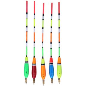 VGEBY Fishing Floats, 5PCS Balsa Wood Fishing Bobber Bite Indicator Angling Equipment with Bold Tail Multiple Color(4+2g) Fishing Floats and Bobbers Fishing Gear