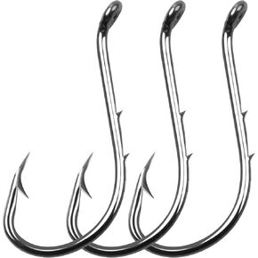 Offset Octopus Hooks Fishing 100pcs Baitholder Fishing Hooks Assortment Sharp Beak Circle Hooks Black Barbed Fish Hooks for Catfish Steelhead Trout Bass Saltwater Freshwater