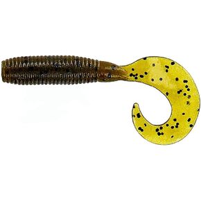 Yamamoto Gary 4" Fishing Single Tail Grub - Swimming Soft Plastic Bass Lure Baits - 20 Pack, Green Pumpkin with Large Black