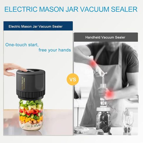 Electric Mason Jar Vacuum Sealer - Mason Jar Vacuum Sealer Kit, Vacuum Sealer for Jars for Food Storage with Regular and Wide Mouth Mason Jar Lids in Saudi Arabia