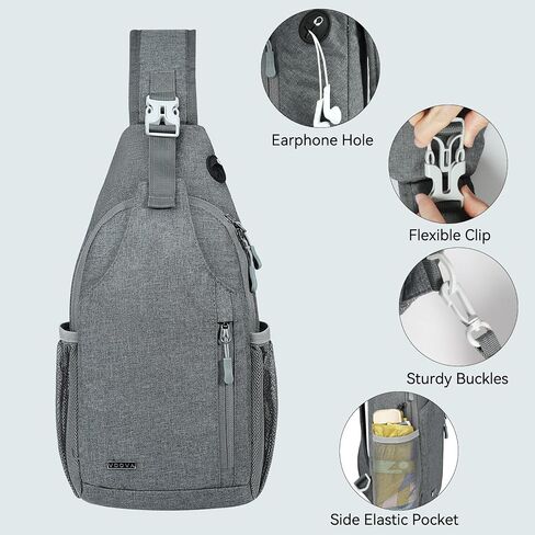 حقيبة ظهر Voova Crossbody Sling للرجال والنساء، حقيبة صدر للمشي لمسافات طويلة أثناء السفر، حقيبة ظهر صغيرة فوق الكتف in Kuwait