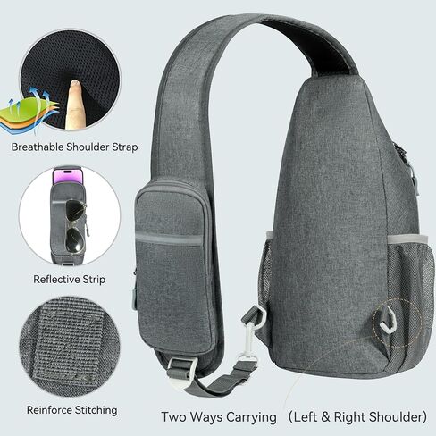 حقيبة ظهر Voova Crossbody Sling للرجال والنساء، حقيبة صدر للمشي لمسافات طويلة أثناء السفر، حقيبة ظهر صغيرة فوق الكتف in Kuwait