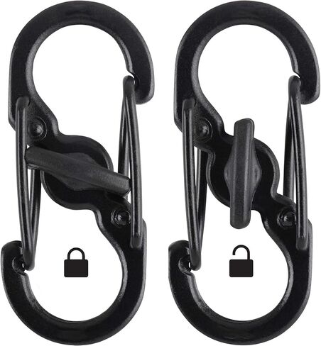 2 Pack MicroLock Stainless Steel with Locking Dual Sided Gates Keep Keys Secure with Carabiner Key Holder Black in Kuwait