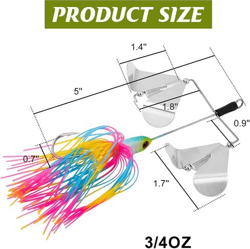 Goture الصيد السحر Buzzbaits، 5pcs الطعوم الطنانة، محاصر الطعوم الطنانة الصيد السحر، 3/4 أوقية Buzzbait عدة، الطعوم الدوار متعدد الألوان لسمك السلمون المرقط، باس الصيد المياه العذبة المياه المالحة in Saudi Arabia