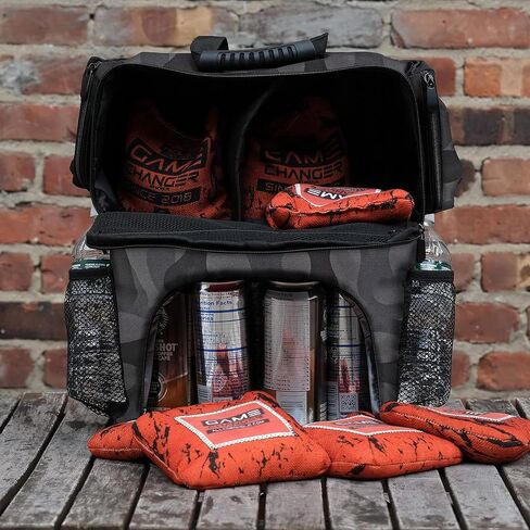 Cornhole Backpack Camo with Cooler Compartment, Holds up to 3-4 Sets (12-16 Bags), Bottle Opener, Cooler Holds up to 12 cans in Saudi Arabia