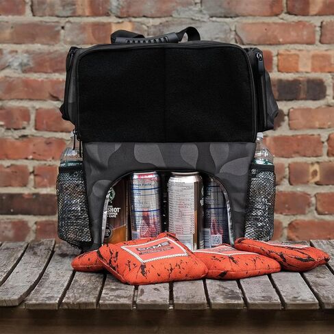 Cornhole Backpack Camo with Cooler Compartment, Holds up to 3-4 Sets (12-16 Bags), Bottle Opener, Cooler Holds up to 12 cans in Saudi Arabia