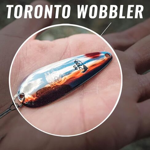 مجموعة ملاعق الصيد ETIC Toronto Wobbler مقاس 3 بوصات، 1/2 أونصة مصنوعة 100% من النحاس، 3 قطع من طُعم الصيد والأدوات والخطافات والطعوم والغزل والصب والتصيد لسمك السلمون المرقط والسلمون والبايك والعين رمادية فاتحة اللون والباس والمزيد in Kuwait