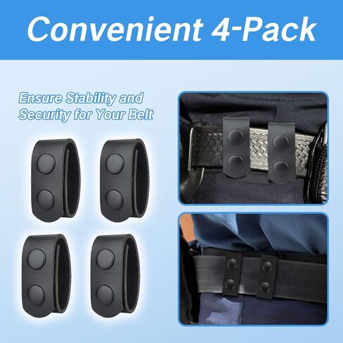 حافظات أحزمة للحزام المزدوج، حافظات أحزمة واجب سوداء لقانون الشرطة، حافظة من السيليكون لحزام 2¼ بوصة، ملحقات شبكة أمان مخفية للحمل مع أزرار كبس (4 عبوات) in Kuwait