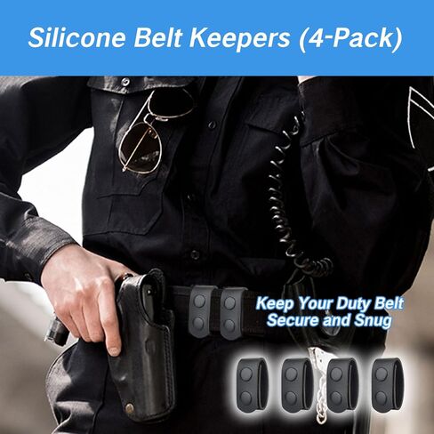 حافظات أحزمة للحزام المزدوج، حافظات أحزمة واجب سوداء لقانون الشرطة، حافظة من السيليكون لحزام 2¼ بوصة، ملحقات شبكة أمان مخفية للحمل مع أزرار كبس (4 عبوات) in Kuwait