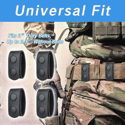 حافظات أحزمة للحزام المزدوج، حافظات أحزمة واجب سوداء لقانون الشرطة، حافظة من السيليكون لحزام 2¼ بوصة، ملحقات شبكة أمان مخفية للحمل مع أزرار كبس (4 عبوات) in Kuwait