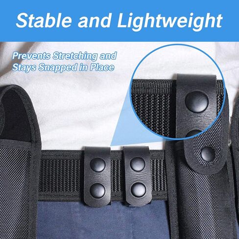 حافظات أحزمة للحزام المزدوج، حافظات أحزمة واجب سوداء لقانون الشرطة، حافظة من السيليكون لحزام 2¼ بوصة، ملحقات شبكة أمان مخفية للحمل مع أزرار كبس (4 عبوات) in Kuwait