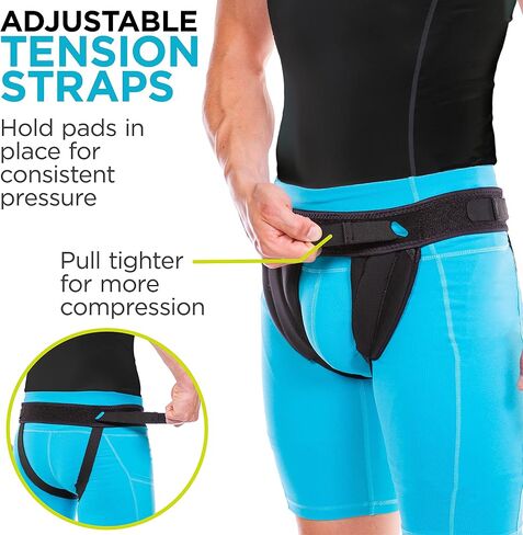 BraceAbility Inguinal Hernia Belt - Supportive Groin Truss With Removable Left and Right Compression Pads For Pre or Post-Surgical Scrotal, Femoral, Single and Double Hernias in Men and Women (XL) in Saudi Arabia