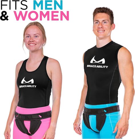BraceAbility Inguinal Hernia Belt - Supportive Groin Truss With Removable Left and Right Compression Pads For Pre or Post-Surgical Scrotal, Femoral, Single and Double Hernias in Men and Women (XL) in Saudi Arabia