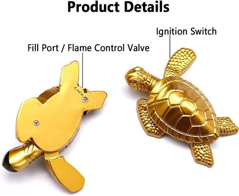 Butane Torch Lighter - Soft Flame Lighter, Refillable Adjustable Cool Lighters Desktop Portable Lighter Golden Turtle Lighter, Men Gift (Without Gas) in Saudi Arabia