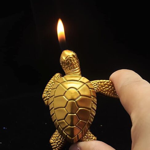 Butane Torch Lighter - Soft Flame Lighter, Refillable Adjustable Cool Lighters Desktop Portable Lighter Golden Turtle Lighter, Men Gift (Without Gas) in Saudi Arabia