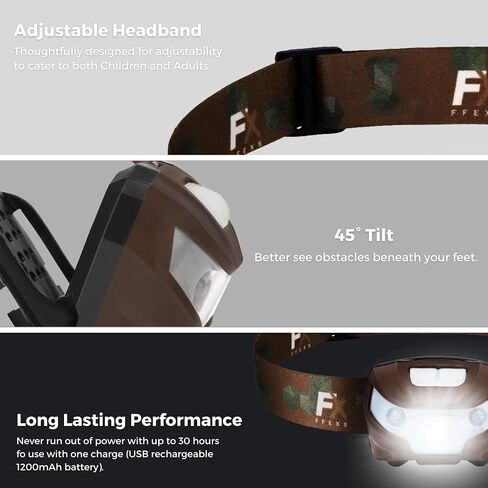 FX FFEXS LED Headlamp Rechargeable - Waterproof Head Lamp Headlight - Head Lights for Forehead - Head Lamps LED Rechargeable - Super Bright Headlamps for Adults - 5Mode Head Flashlight Running Hiking in Saudi Arabia