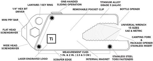 BIG IDEA DESIGN TPT Slide : Titanium Pocket Tool (Matte Black) in Saudi Arabia