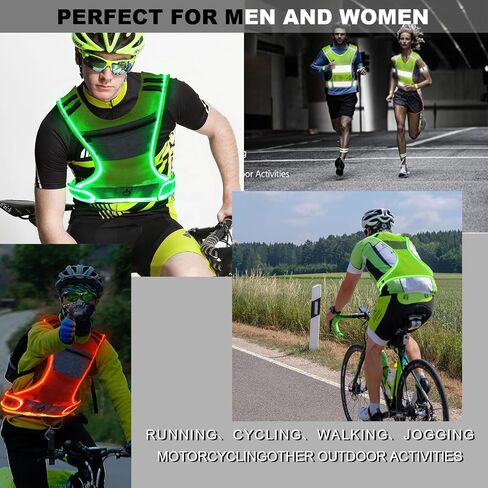 LED Safety Reflective Vest, USB Rechargeable Running Reflector Gear with Storage Pocket, Adjustable Vest in Saudi Arabia