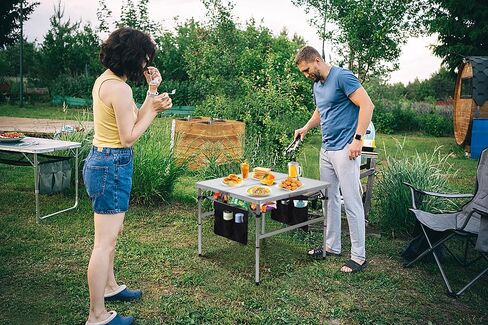 Folding Square Table Card Table Camping Folding Table 23.6’’ Square Table Fold in Half MDF Table with Carry Handle and Storage (23.6'' x 23.6'') in Saudi Arabia