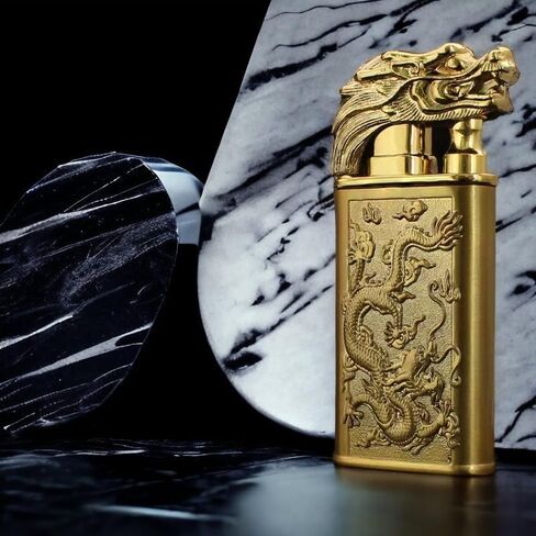 Torch Lighter, Windproof Lighters, Butane Lighter, Cool Dual Jet Flame Butane Lighter, Butane Refillable Torch Lighte, Double Flame Dragon Lighter, Creative Gift for Men (Black) in Saudi Arabia