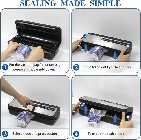 Vacuum Sealer Machine-130w Vacuum Sealer For Food, Multi-Bag Continuous Sealing,Built-in Cutter|Bag Roll Slot|Digital Countdown,Multi-Function 6-in-1 Food Saver Vacuum Sealer Machine,Wet or Dry,Gift. in Saudi Arabia