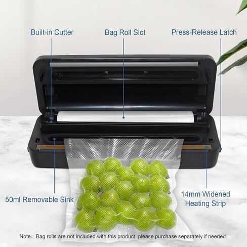 Vacuum Sealer Machine-130w Vacuum Sealer For Food, Multi-Bag Continuous Sealing,Built-in Cutter|Bag Roll Slot|Digital Countdown,Multi-Function 6-in-1 Food Saver Vacuum Sealer Machine,Wet or Dry,Gift. in Saudi Arabia