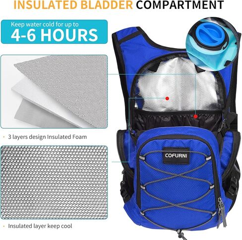 حقيبة ظهر مرطبة سعة 20 لترًا مع المثانة المائية 2 لتر، حقيبة نهارية كبيرة للتخزين والمشي لمسافات طويلة للرجال والنساء، حقيبة ظهر مائية عازلة خفيفة الوزن لركوب الدراجات والجري والتزلج والرحلات والتخييم in Kuwait