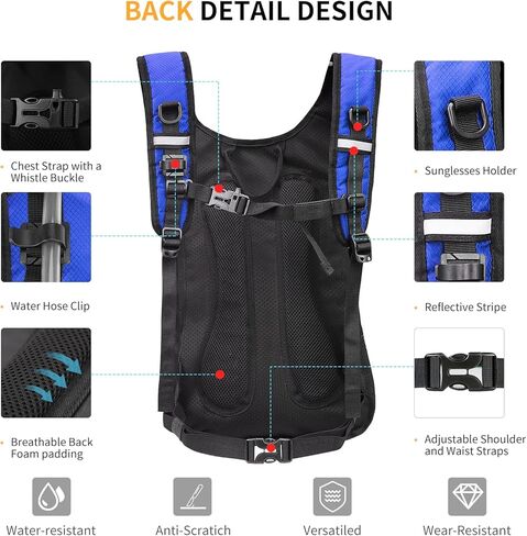 حقيبة ظهر مرطبة سعة 20 لترًا مع المثانة المائية 2 لتر، حقيبة نهارية كبيرة للتخزين والمشي لمسافات طويلة للرجال والنساء، حقيبة ظهر مائية عازلة خفيفة الوزن لركوب الدراجات والجري والتزلج والرحلات والتخييم in Kuwait