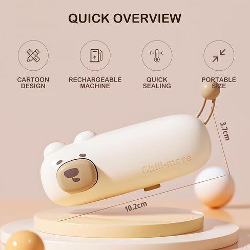Mini Bag Sealer, Cartoon-Themed Bag Sealer, Type-C Rechargeable Chips Bag Sealer, Portable Heat Sealing Machine for Chips, Snack Plastic Bags, Keep The Food Fresh in Saudi Arabia