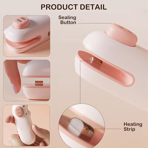 Mini Bag Sealer, Cartoon-Themed Bag Sealer, Type-C Rechargeable Chips Bag Sealer, Portable Heat Sealing Machine for Chips, Snack Plastic Bags, Keep The Food Fresh in Saudi Arabia