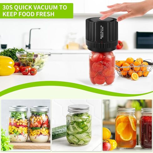 Electric Mason Jar Vacuum Sealer, Jar Vacuum Sealer Machine For Wide Mouth and Regular Mouth Mason Jars, Jar Vacuum Sealer Kit for Food Storage & 10pcs Lids in Kuwait