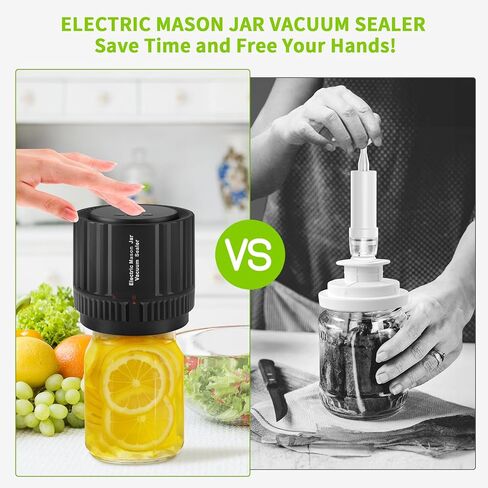 Electric Mason Jar Vacuum Sealer, Jar Vacuum Sealer Machine For Wide Mouth and Regular Mouth Mason Jars, Jar Vacuum Sealer Kit for Food Storage & 10pcs Lids in Kuwait