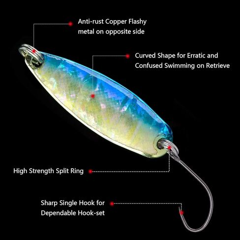 Goture Fishing Lures Fishing Spoons,Hard Lures Saltwater Spoon Lures Casting Spoon/Ice Fishing Jigs for Trout Bass Pike Walleye Crappie Bluegill 1/10oz 1/8oz 1/7oz 1/6oz 1/5oz in Saudi Arabia