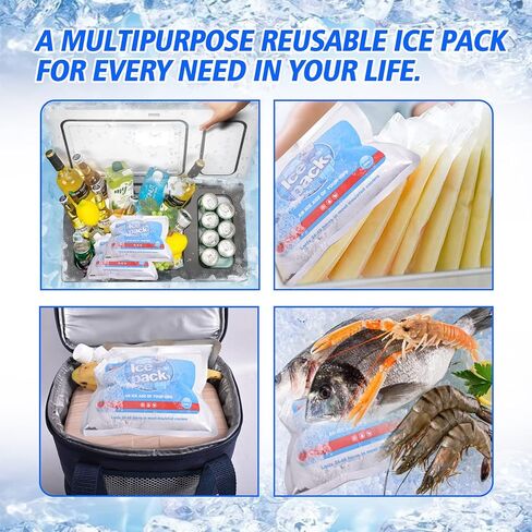 6 عبوات ثلج قابلة لإعادة الاستخدام لحقائب الغداء، عبوات ثلج لصندوق الغداء من أجل تبريد، عبوات ثلج تبريد طويلة الأمد وقابلة لإعادة الاستخدام، كتلة ثلج للسفر والتخييم والأنشطة الخارجية in Kuwait